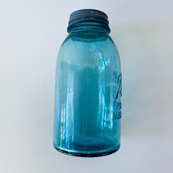 Antique Authentic Ball Mason Jar with Zinc Lid - Half Gallon 1910-1923 - Picture 6 of 11
